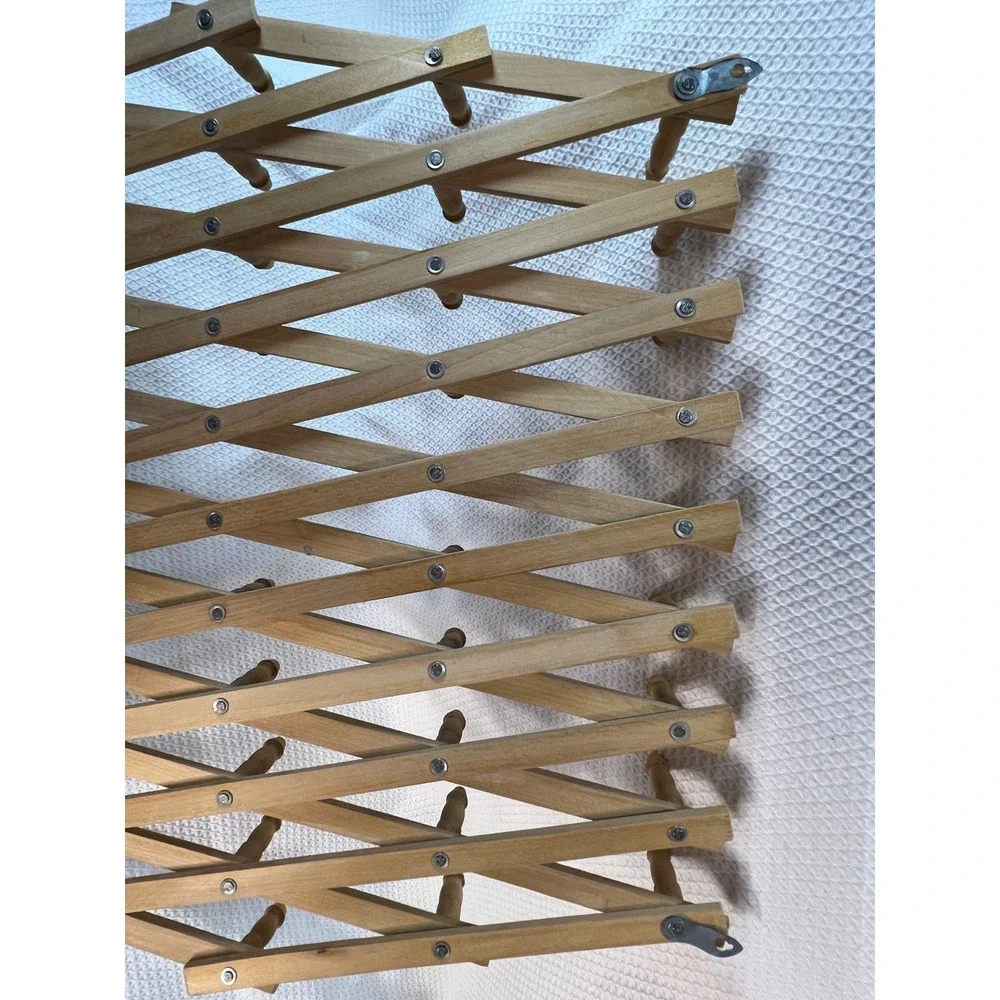 VTG 49 Peg Accordion Wall Rack Natural Wood Expandable 20